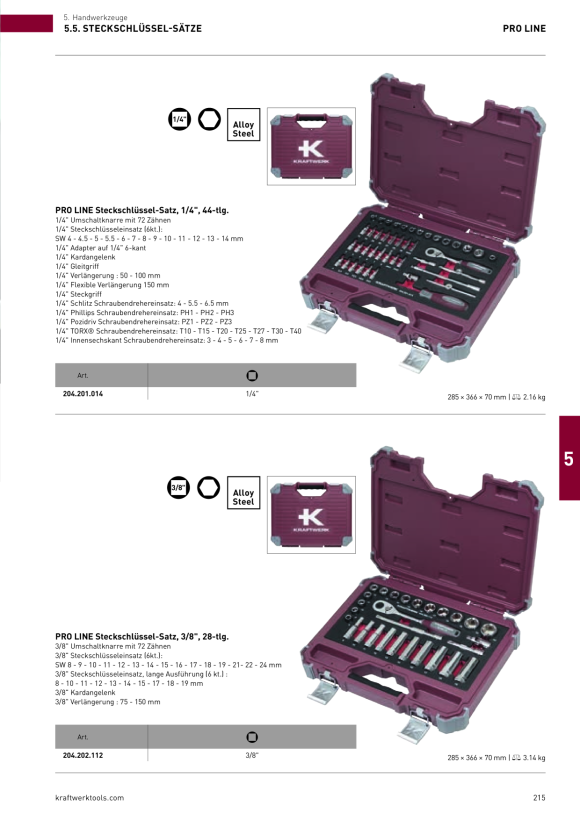 Kraftwerk Steckschlüssel-Satz, 1/4”, 44-tlg. 204.201.014