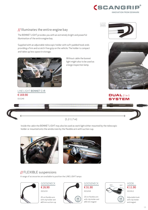SCANGRIP Flexible arm with magnet: Flexible arm with powerful Magnet for LINE LIGHT 03.5218
