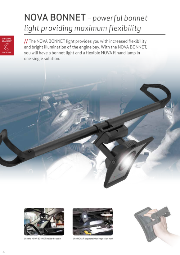 SCANGRIP NOVA BONNET: Powerful bonnet light providing maximum flexibility 03.5457