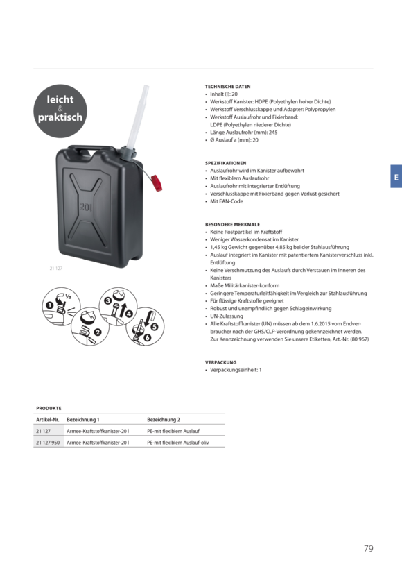 Pressol Kraftstoffkanister-10 l, Polyethylen, mit flexiblem Auslauf 21 133