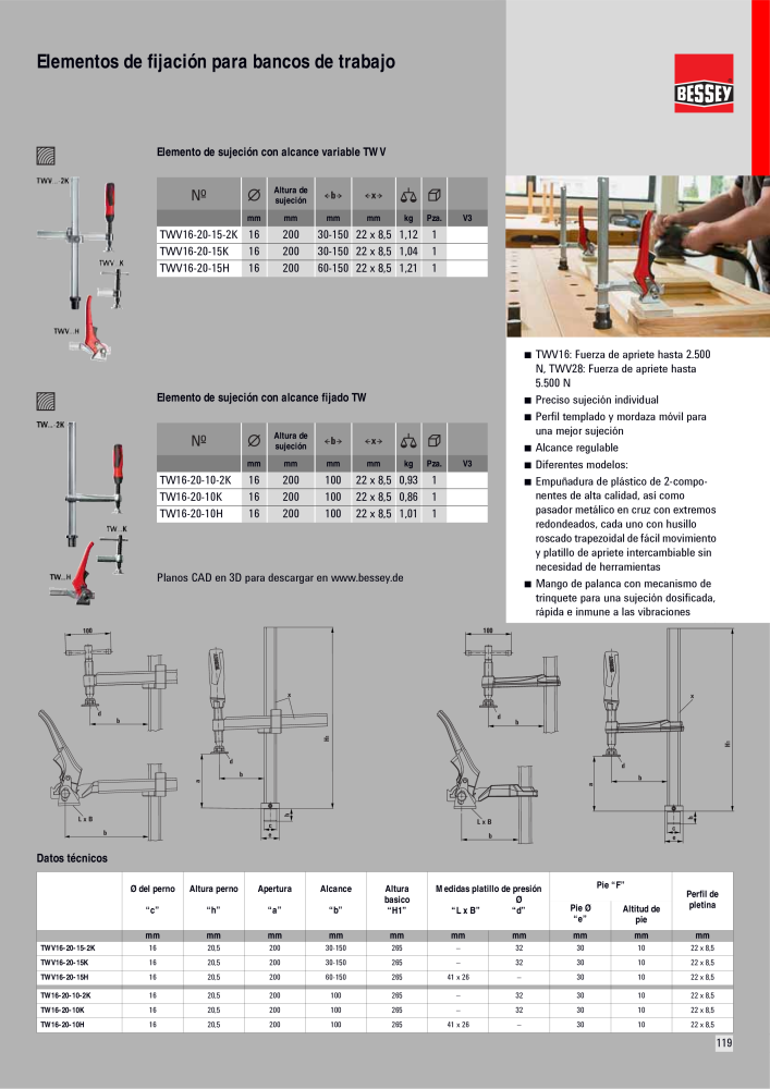 BESSEY Catálogo general Tecnología de Sujeción y de Corte Nº: 576 - Página 119