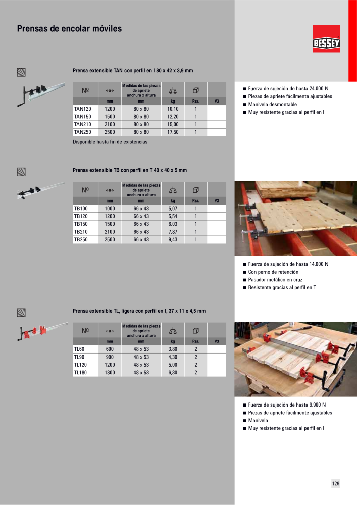 BESSEY Catálogo general Tecnología de Sujeción y de Corte Nº: 576 - Página 129