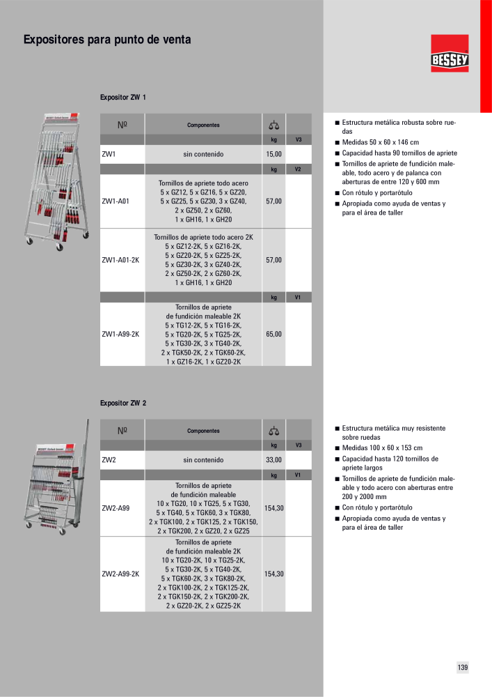 BESSEY Catálogo general Tecnología de Sujeción y de Corte Nº: 576 - Página 139
