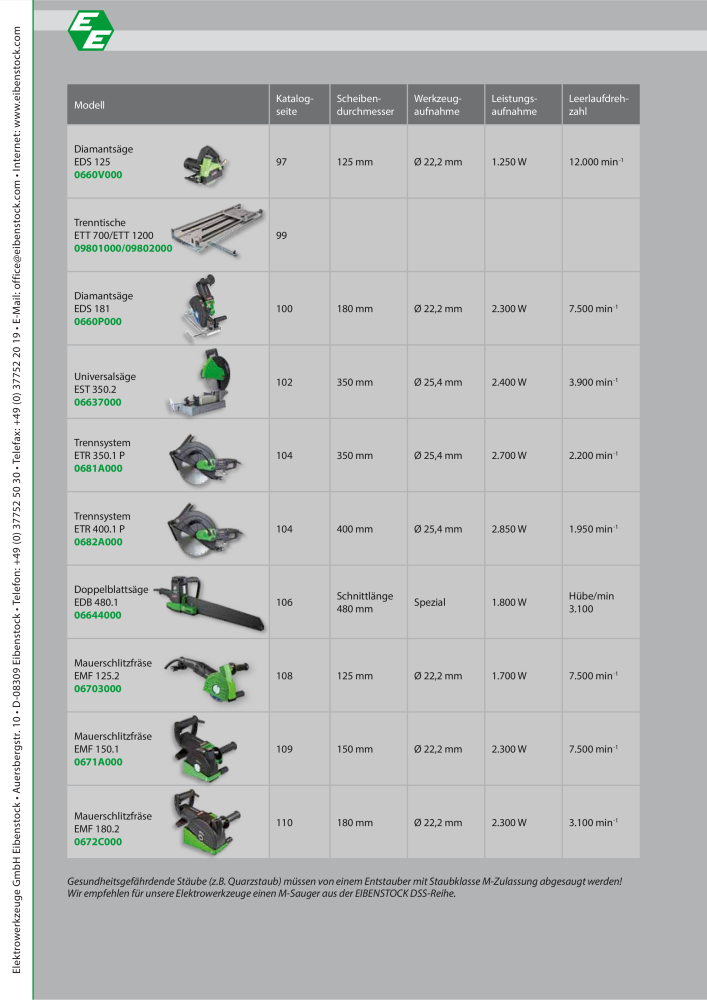 Eibenstock Hauptkatalog Elektrowerkzeuge NO.: 579 - Page 99