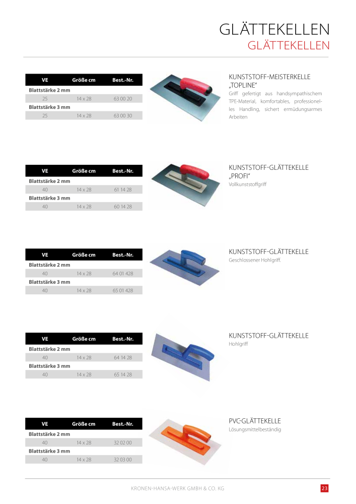 Kronen Hansa Hauptkatalog Bauwerkzeuge NO.: 581 - Page 23