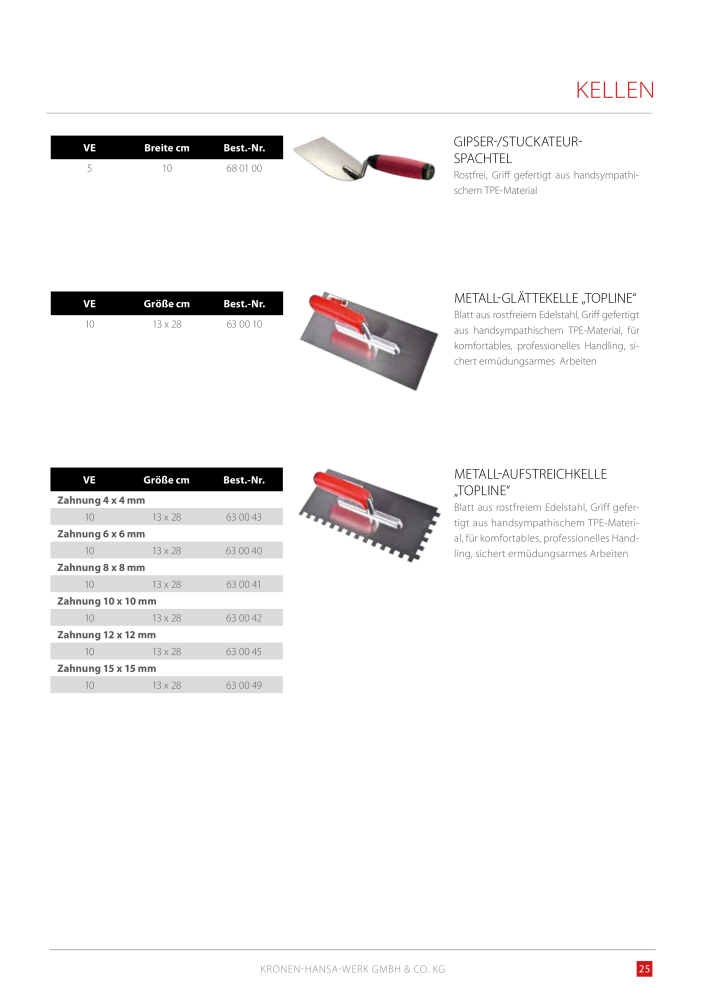 Kronen Hansa Hauptkatalog Bauwerkzeuge NO.: 581 - Page 25