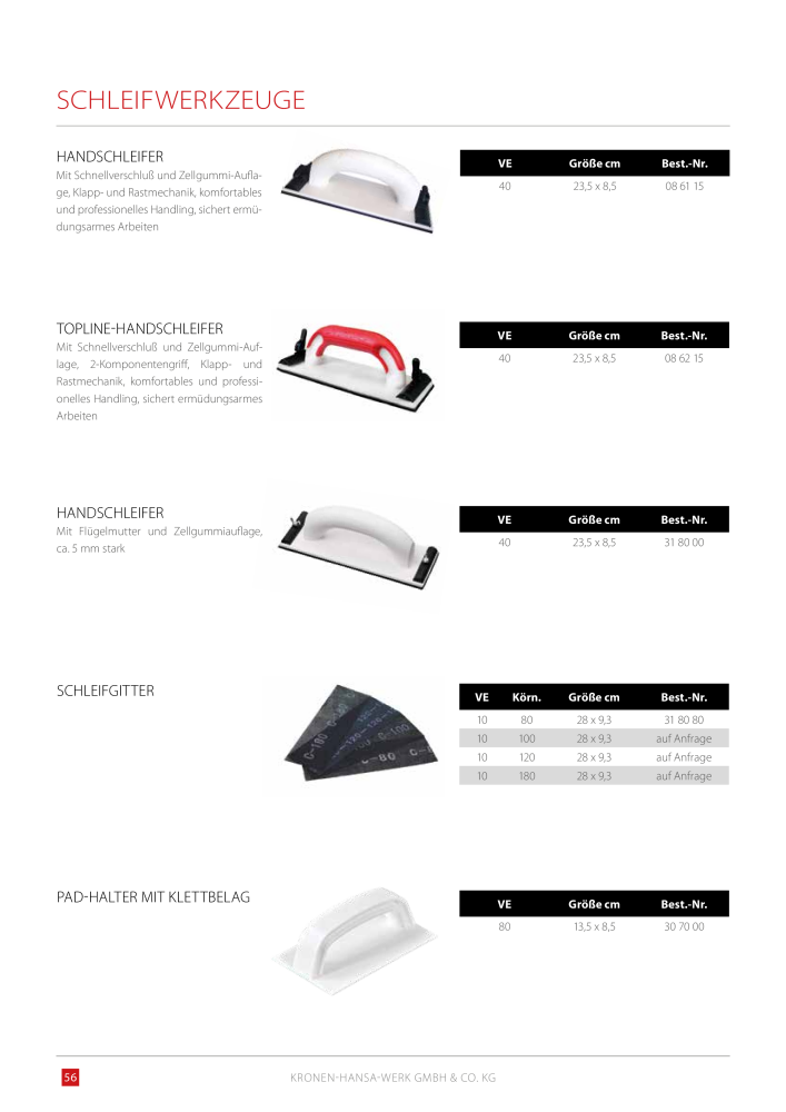 Kronen Hansa Hauptkatalog Bauwerkzeuge NO.: 581 - Page 56