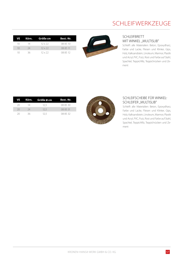 Kronen Hansa Hauptkatalog Bauwerkzeuge NO.: 581 - Page 57