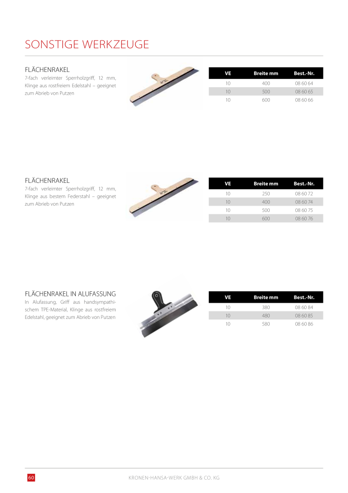 Kronen Hansa Hauptkatalog Bauwerkzeuge NO.: 581 - Page 60