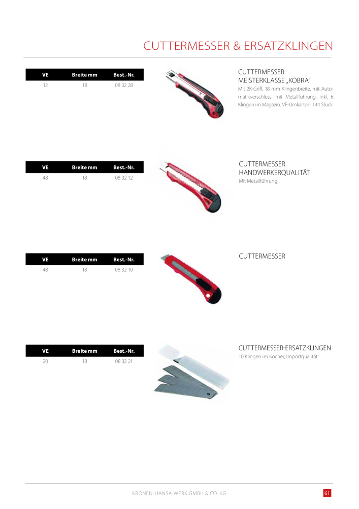 Kronen Hansa Hauptkatalog Bauwerkzeuge NO.: 581 - Page 61
