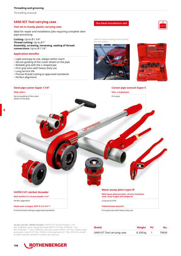 Rothenberger SANIKIT with corner tube SUPER S 1, 10 pcs. 70600