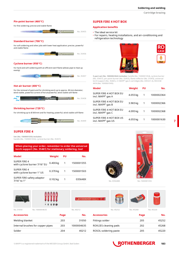 Rothenberger SUPER FIRE 4 HOT BOX, 1-US, EN 12205 1000001630