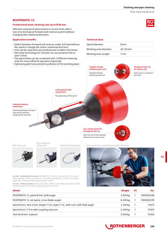 Rothenberger Blade drill for ROSPIMATIC, 8mm 72764