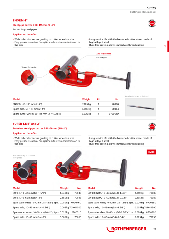 Rothenberger Replacement axle for SUPER 2 70053