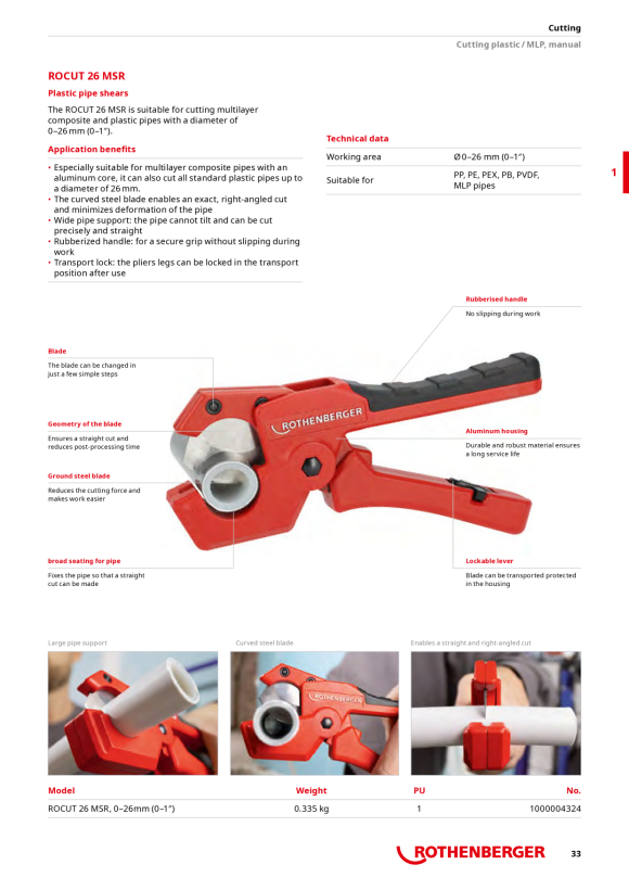 Rothenberger ROCUT Plastic Pro 15 - 22mm UE 1000003051