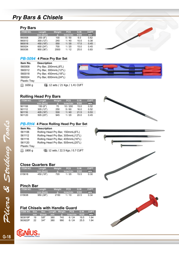 GENIUS Körner Satz 3 - 8mm + Werkzeugmappe 5tlg. PC-575C