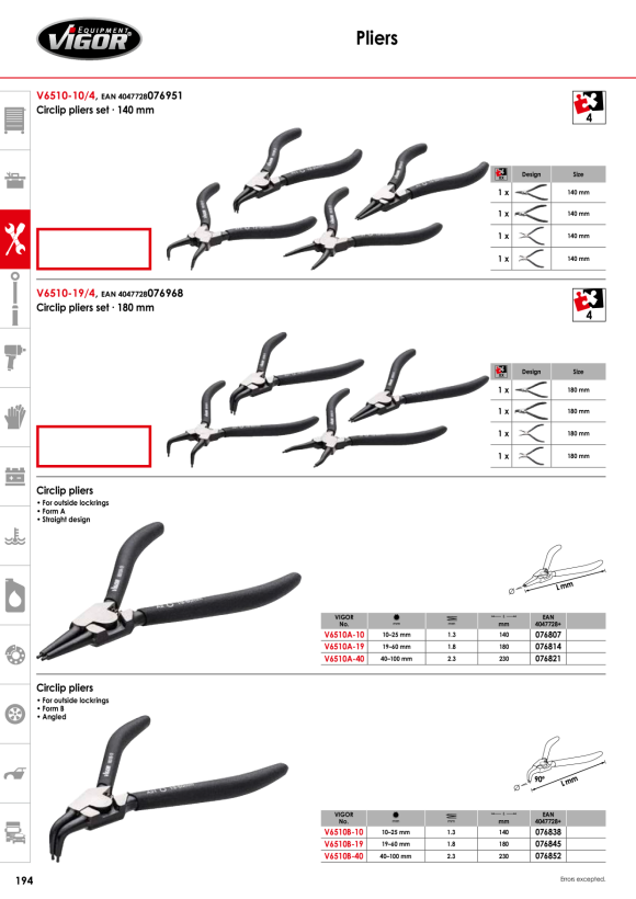 Vigor EV Kombizange V6501-180-EV