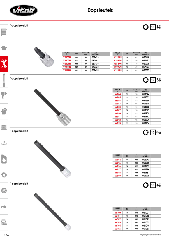 Vigor 3/8” Steckschlüssel-Einsatz T50H V2195N