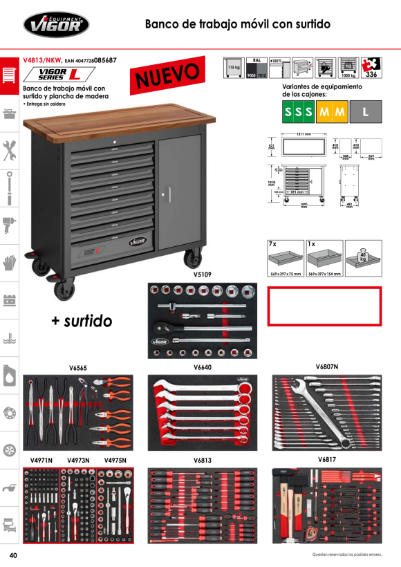 Vigor Werkstattwagen inkl. Sortiment V4813/NKW