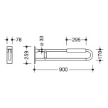 HEWI Stützklappgriff SERI E 801 mit Armpolster, d= 33mm 900mm felsgrau 801.50.231 95