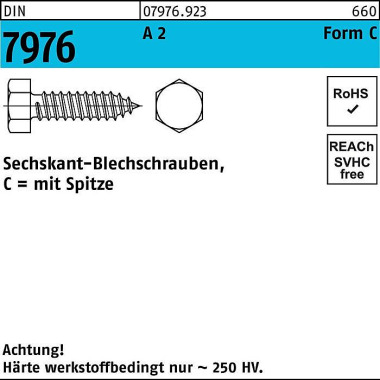 Blechschraube DIN 7976 Se chskant/Spitze C 3,9x 38 A 2 500 Stück 079769230039038