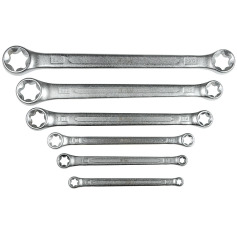 SW-Stahl Double-ring spanner set, E-profile, E6-E24, 6-piece 01560L