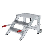 MUNK Work platform, mobile, step width 600 mm, grooved aluminium 3 steps 50012