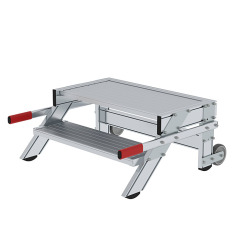 MUNK Work platform, mobile, step width 800 mm, grooved aluminium 2 steps 50015