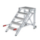 MUNK Work platform, mobile, step width 600 mm, steel grating 5 steps 50433 Miniaturka