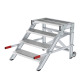 MUNK Work platform, mobile, step width 800 mm, steel grating 4 steps 50436 Miniaturka