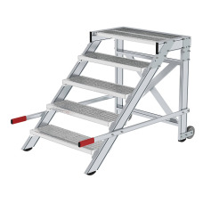 MUNK Work platform, mobile, step width 800 mm, steel grating 5 steps 50437