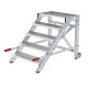 MUNK Work platform, mobile, step width 800 mm, steel grating 5 steps 50437 Miniaturka