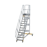 MUNK Platform stairs 45° movable step width 600 mm 12 steps Grooved aluminium 600772