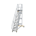 MUNK Platform stairs 45° movable step width 600 mm 14 steps Grooved aluminium 600774
