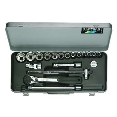 Heyco Socket Set, 18 pcs., 1/2" 00078300083
