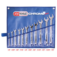 KS Tools Kit de chaves combinadas CHROMEplus, anguladas, 11 peças Polegadas 518.3000