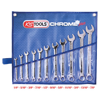 KS Tools Kit de chaves combinadas CHROMEplus, anguladas, 11 peças Polegadas 518.3000